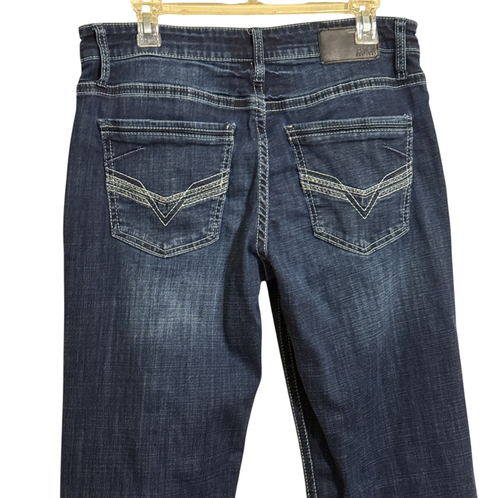 BKE Jake Straight Jeans Mens 32x34 Blue Distressed Medium Dark Wash Denim - Picture 4 of 6